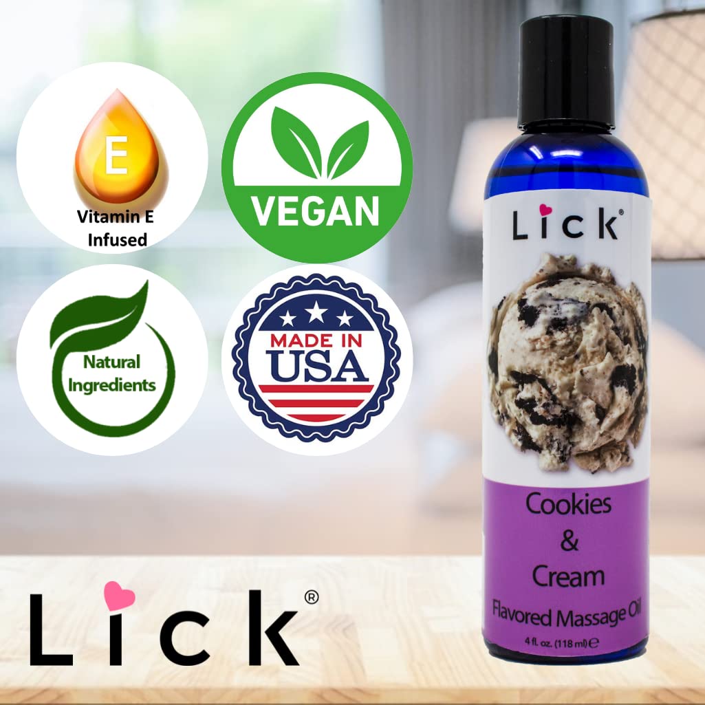 LICK Cookies and Cream Massage Oil, 4 fl oz