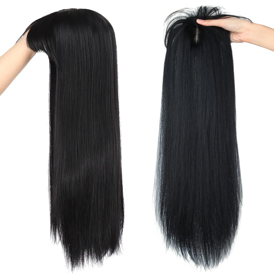 LesafeV Clip In Hairpiece, Straight Black, 50cm