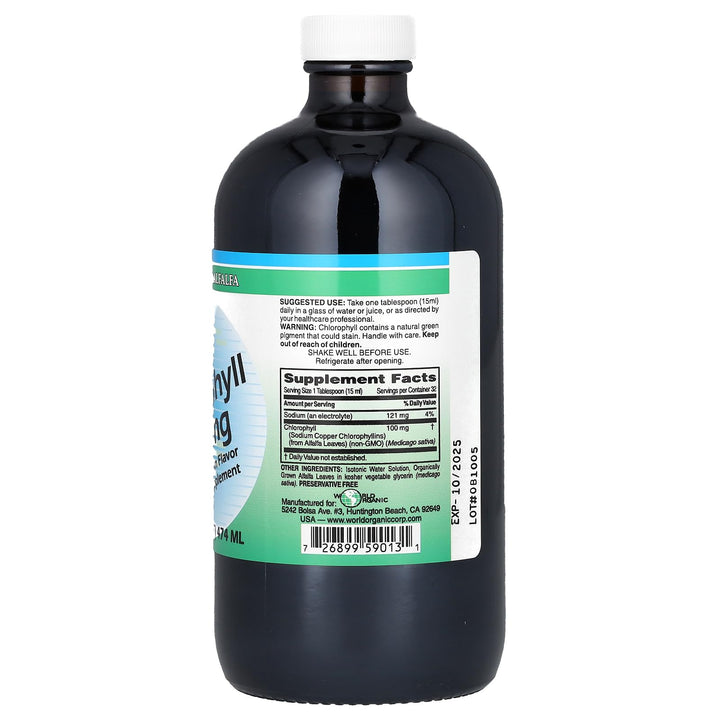 World Organics Chlorophyll Supplement, 100 mg, 16 oz