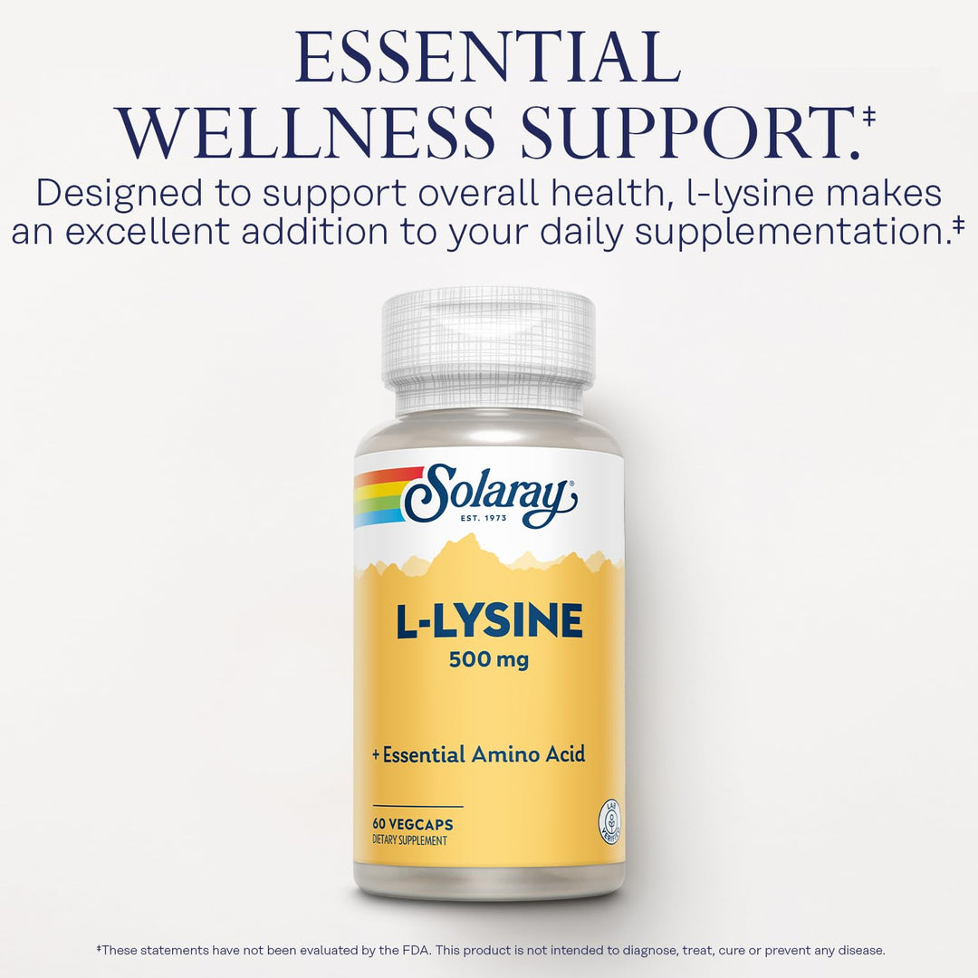 SOLARAY L-Lysine, 500 mg, 60 Count
