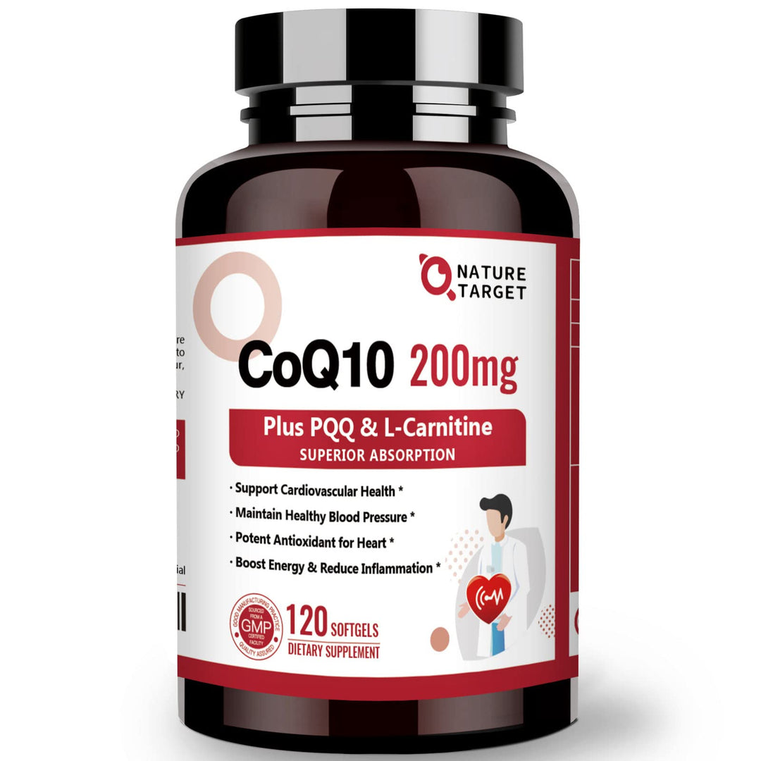 NATURE TARGET CoQ10 With PQQ L-Carnitine And Omega-3, 200 mg, 120 Count
