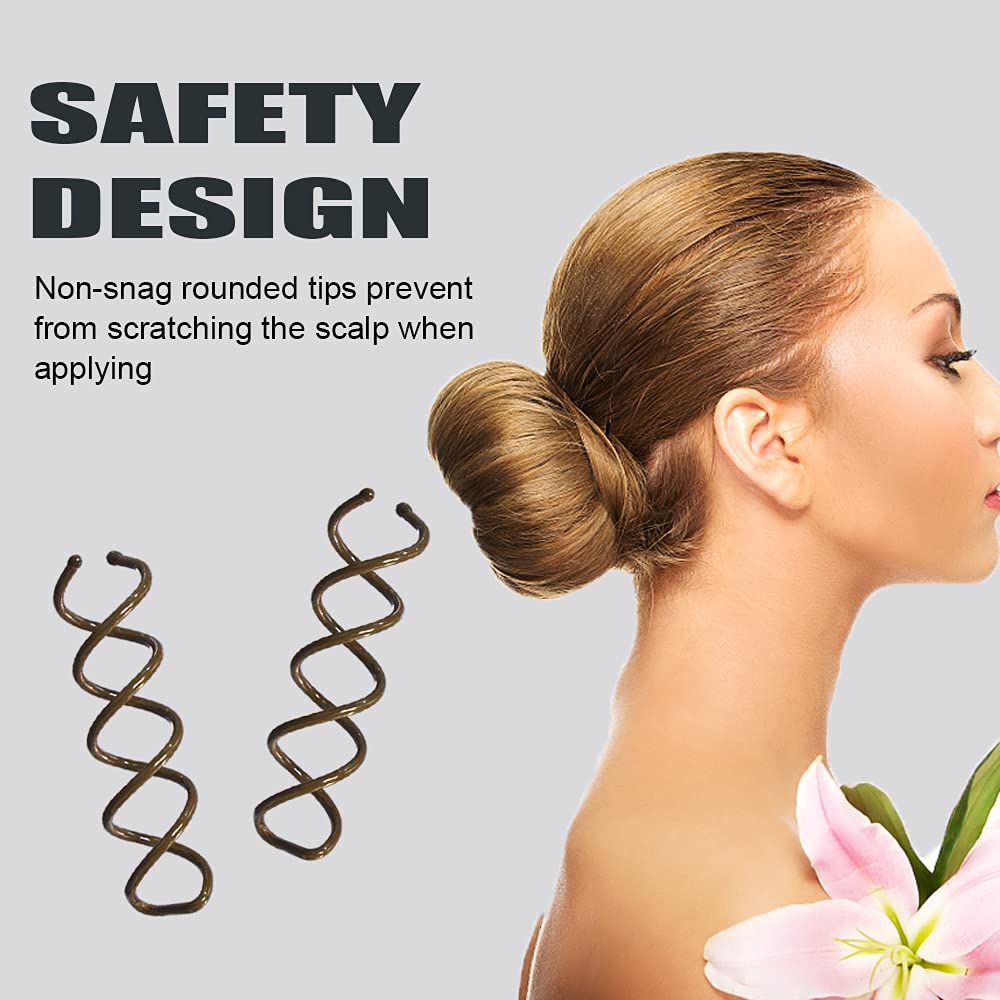 MAORULU Spiral Bobby Pins, Brown, 20 Count