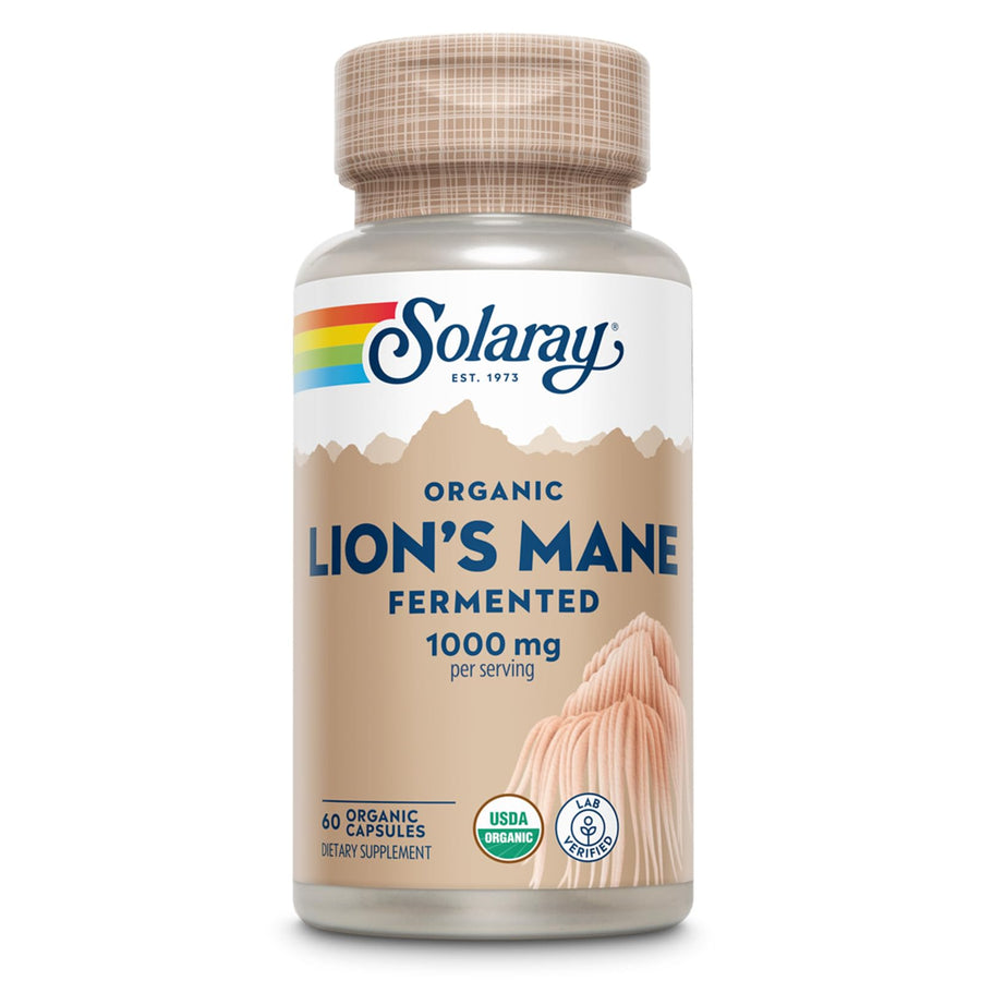 SOLARAY Organically Grown Fermented Lion's Mane Mushroom, 500 mg, 60 Count