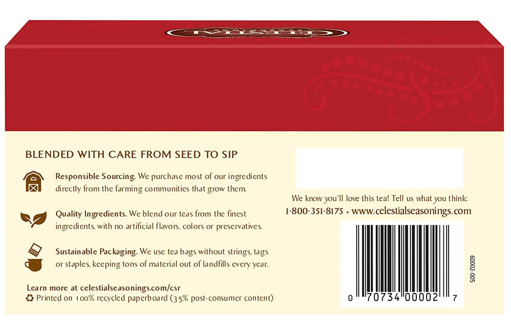 Celestial Seasonings Red Zinger Herbal Tea, Caffeine Free, 20 Count