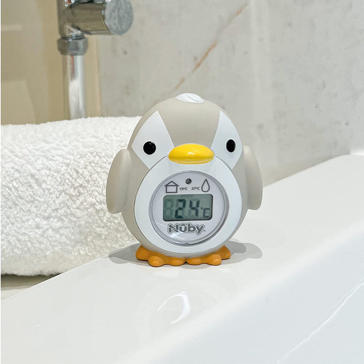Nuby Penguin Baby Bath Thermometer, Grey