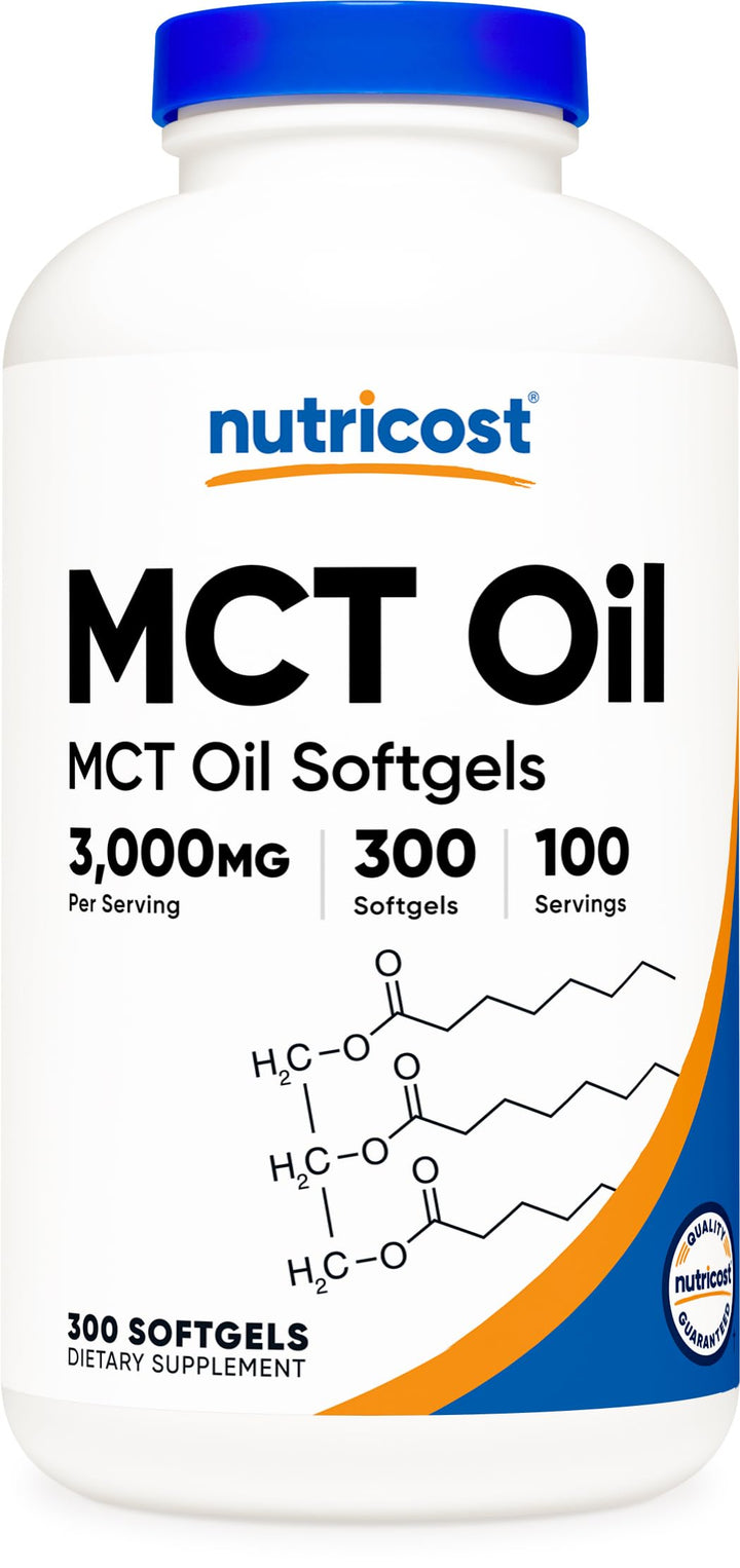 Nutricost MCT Oil Softgels, 1000 mg, 300 Count