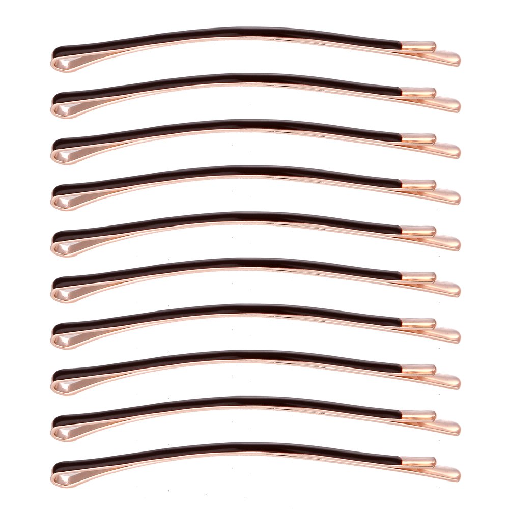 LONEEDY Curved Jumbo Bobby Pins, Brown, 10 Count