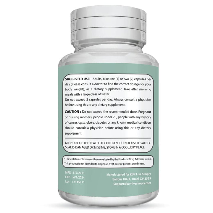 KUR Live Simply Vaginal Tightening Pills, 3800 mg, 90 Count