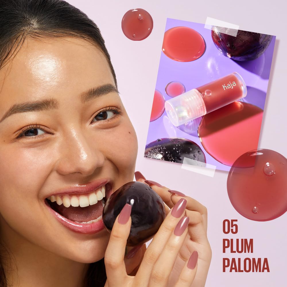 Kaja Juicy Glass Lip Oil, Plum Paloma, Clear Tint