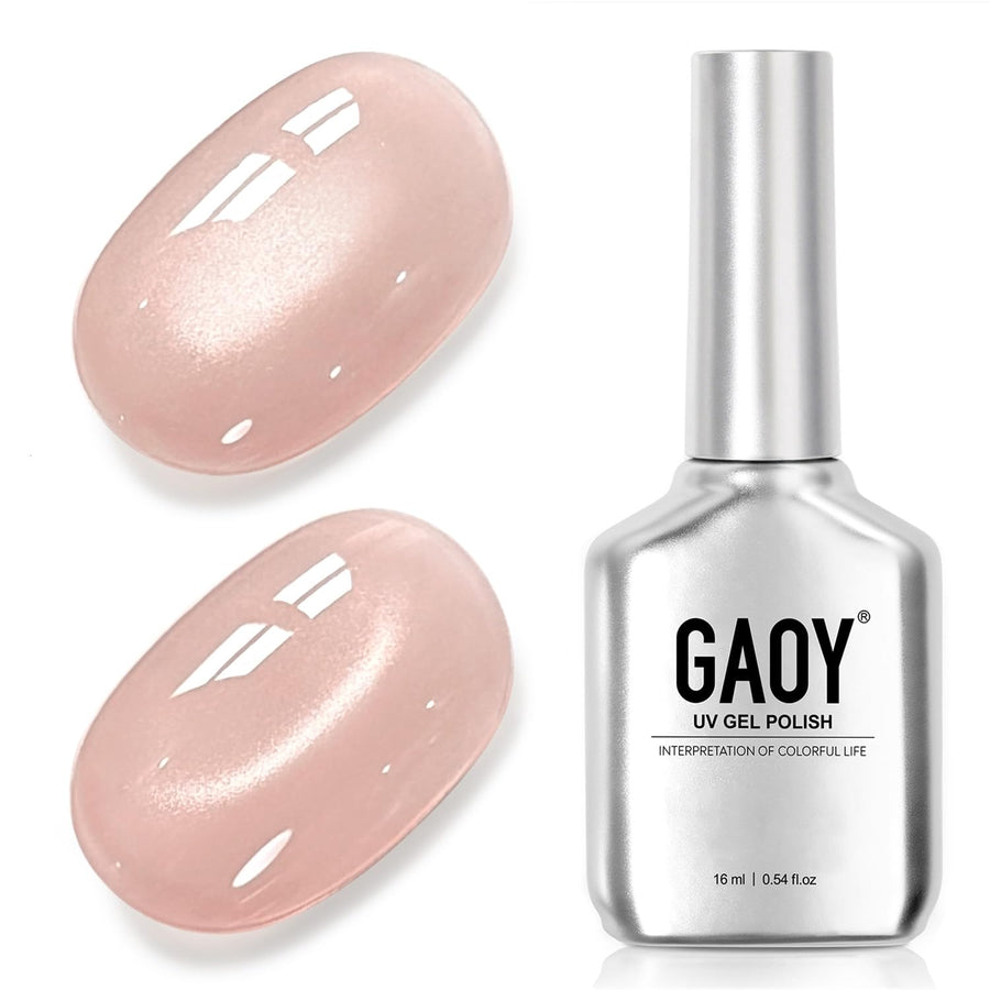 GAOY Cat Eye Gel Nail Polish, Sparkling Nude, 16 ml