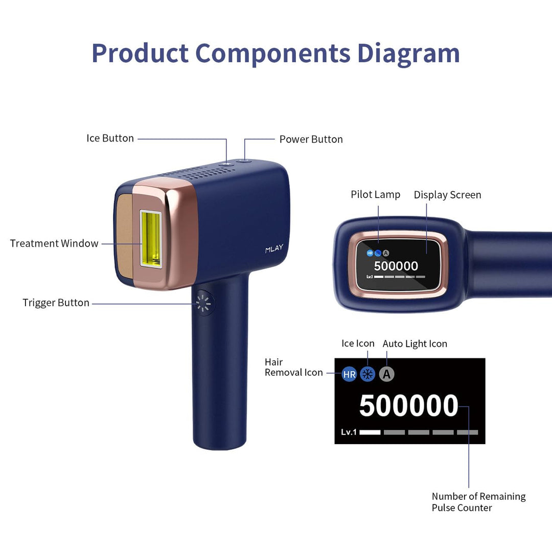 MLAY T14 Hair Removal Device, 0.5s/flash, 20J, 5 Energy Levels