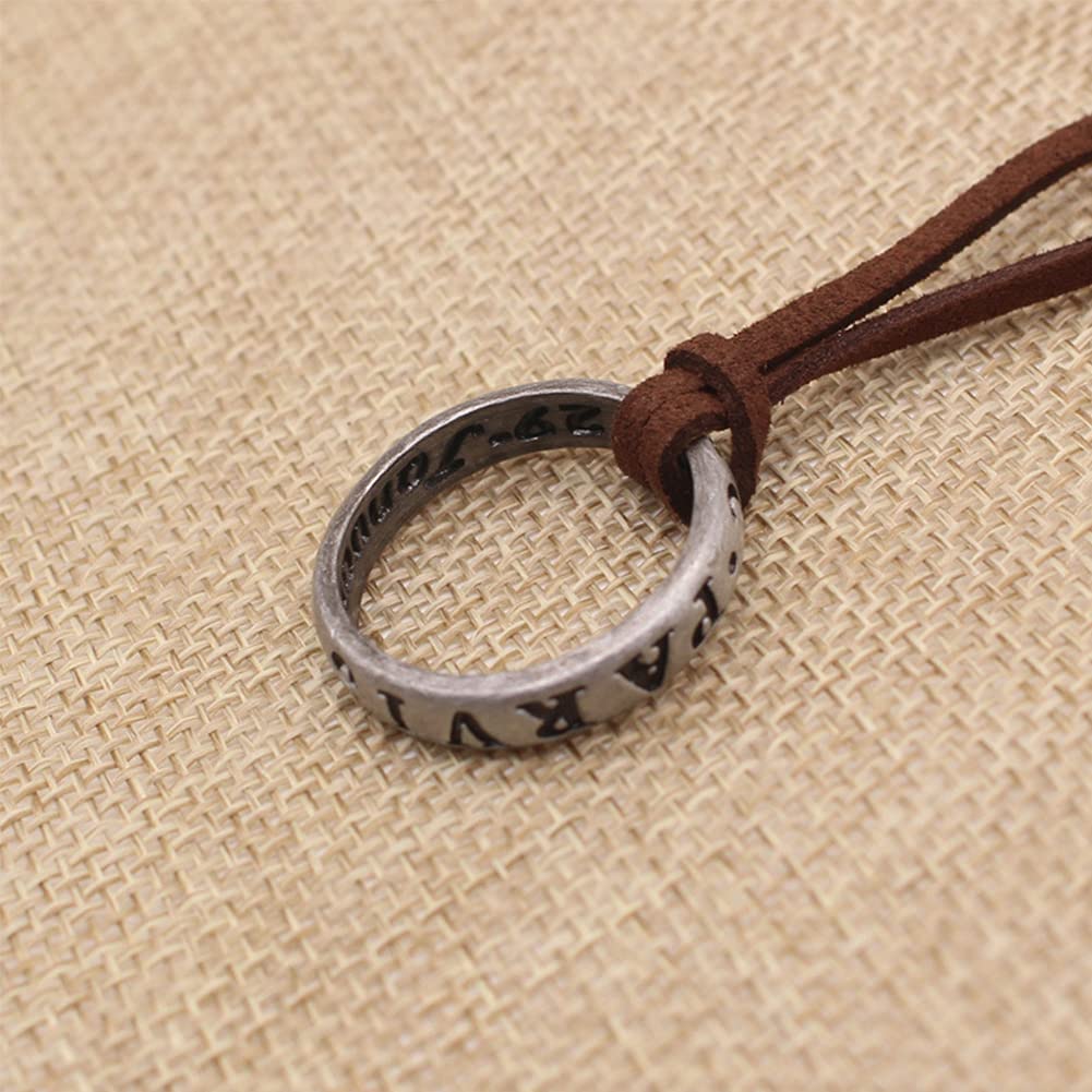 NWSOJ Uncharted 4 Nathan Drake Ring Necklace, Adjustable, Leather And Metal