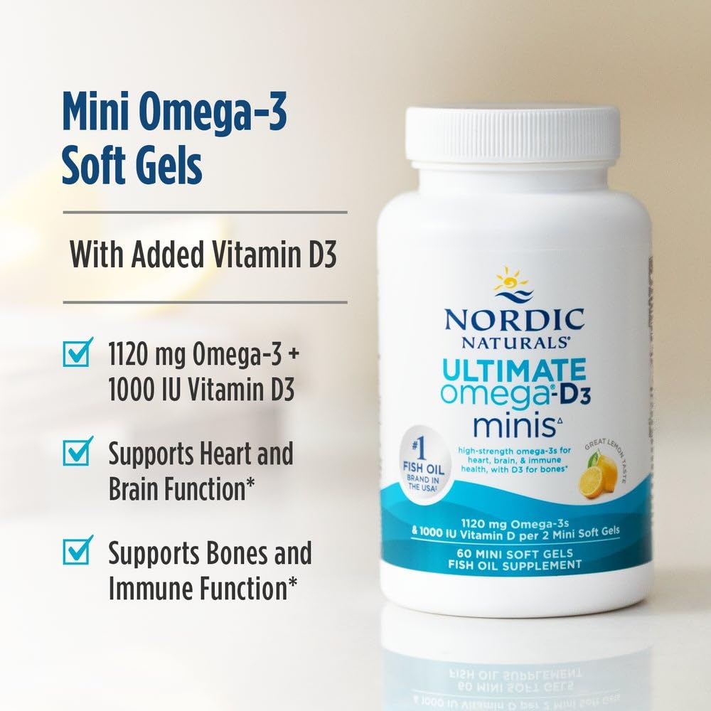 Nordic Naturals Ultimate Omega 2X Mini D3, 60 Count