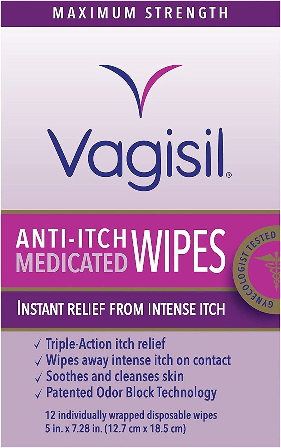 Vagisil Anti-Itch Maximum Strength Medicated Wipes, 12 Count
