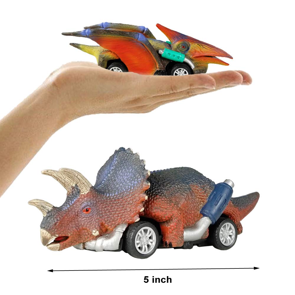DINOBROS Pull Back Dinosaur Cars, 6 Count