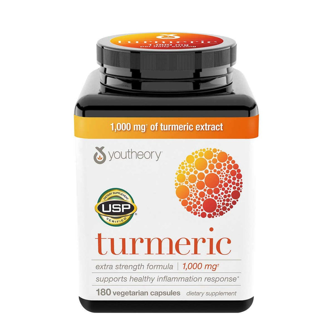 Youtheory Turmeric Extra Strength Formula Capsules, 1000 mg, 180 Count