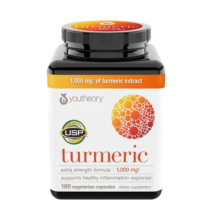 Youtheory Turmeric Extra Strength Formula Capsules, 1000 mg, 180 Count