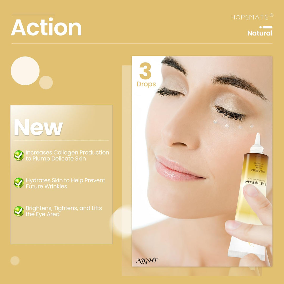 HOPEMATE Anti Age Eye Cream, Hyaluronic Acid, Natural and Organic