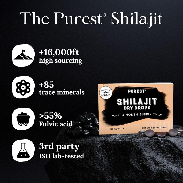 Pure Himalayan Shilajit Dry Drops, Original Siberian, 60 Count