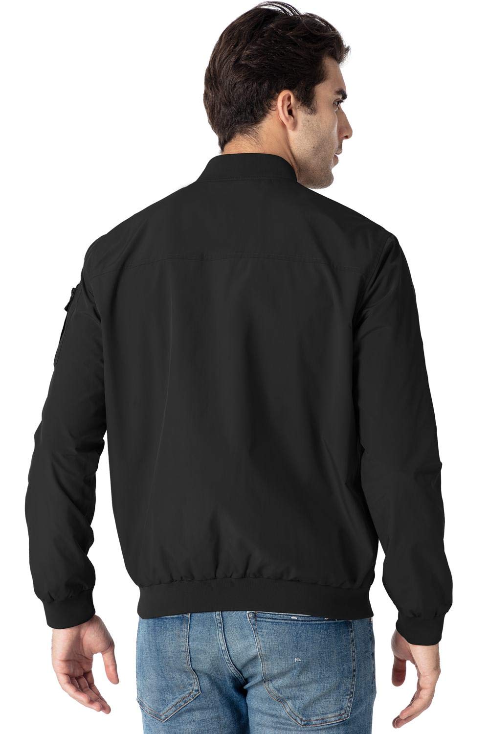 Rdruko Windbreaker Bomber Jacket, Black, XL