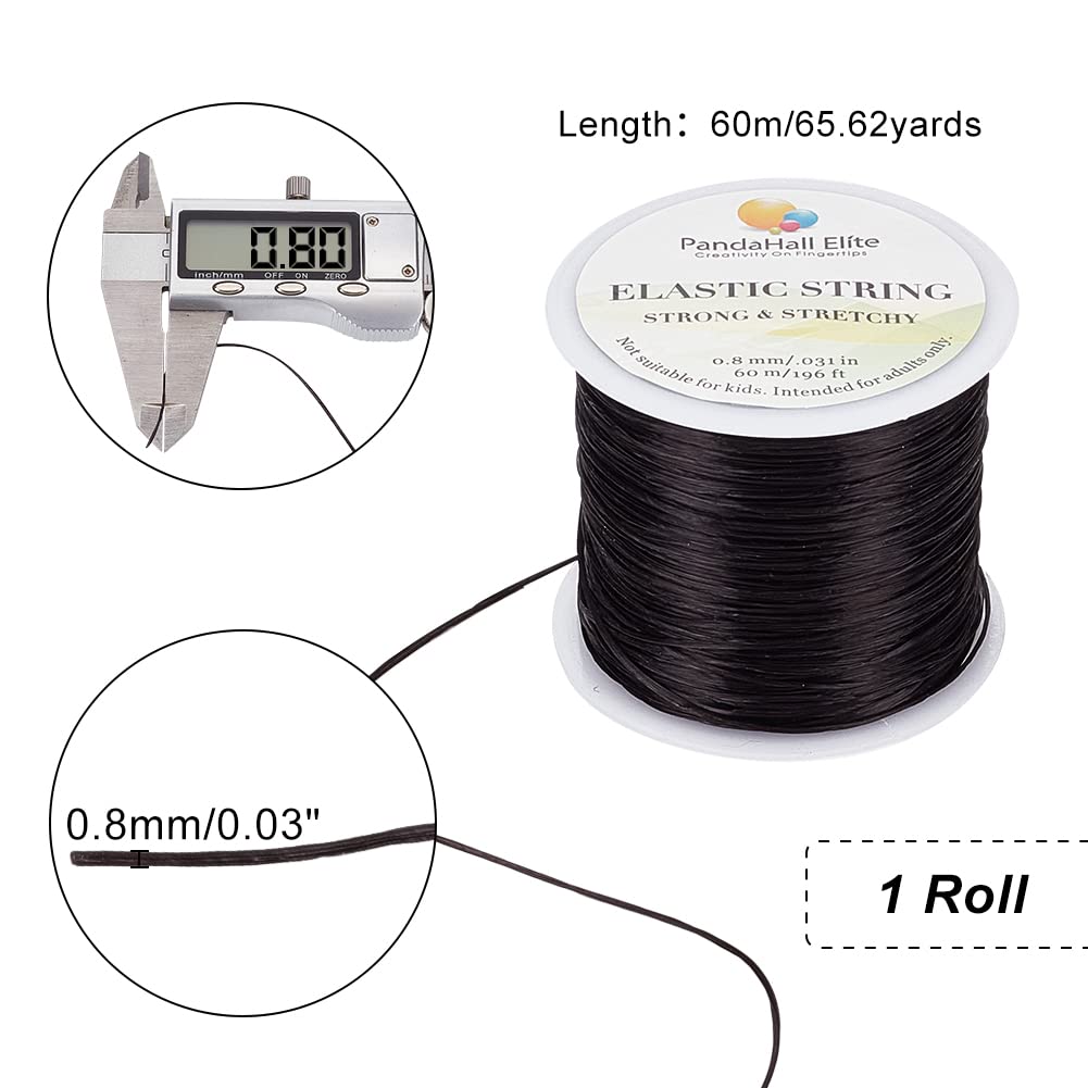 PH PandaHall Elastic Stretch Polyester Thread, Black, 1 Roll