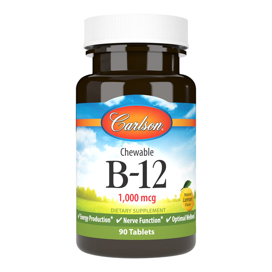Carlson Chewable B-12, Lemon, 1000 mcg, 90 Count