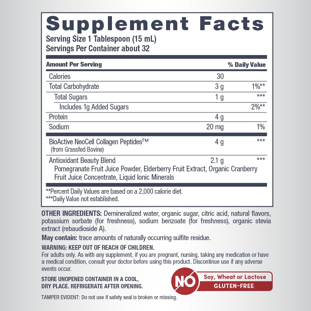 NeoCell Liquid Collagen Peptides, Pomegranate, 16 fl oz