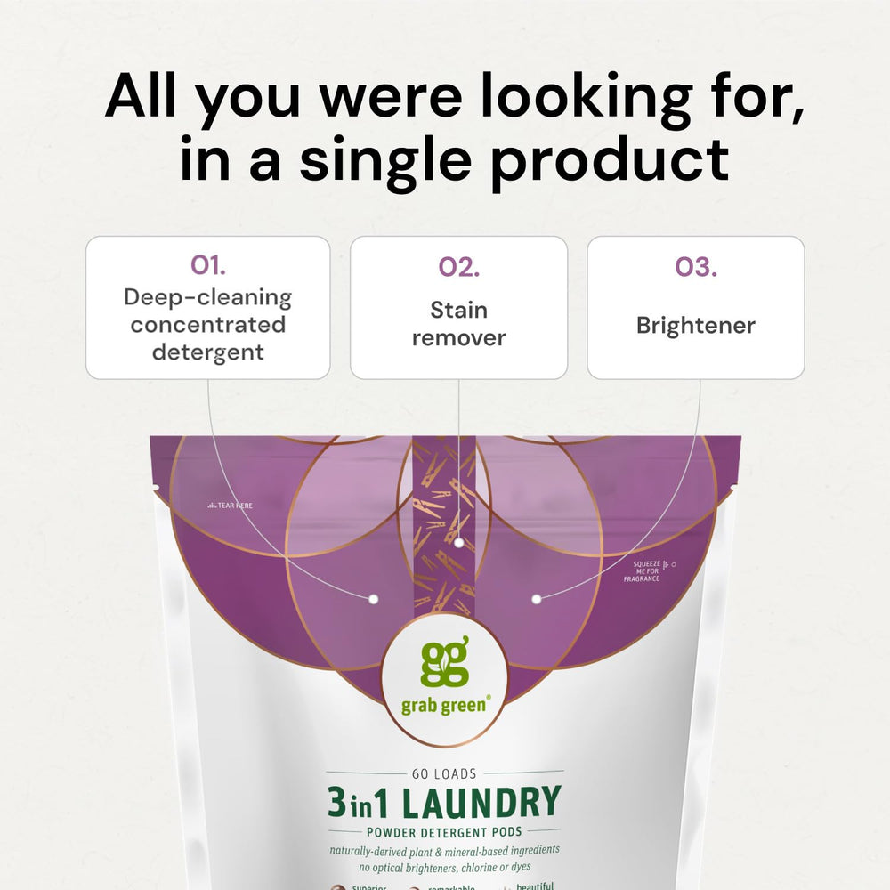 Grab Green Laundry Detergent Pods, Lavender Vanilla, 60 Count