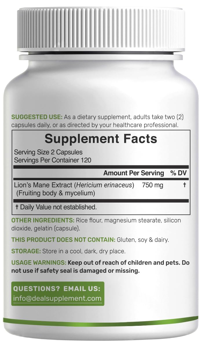 DEAL SUPPLEMENT Lions Mane Mushroom Capsules, 240 Count