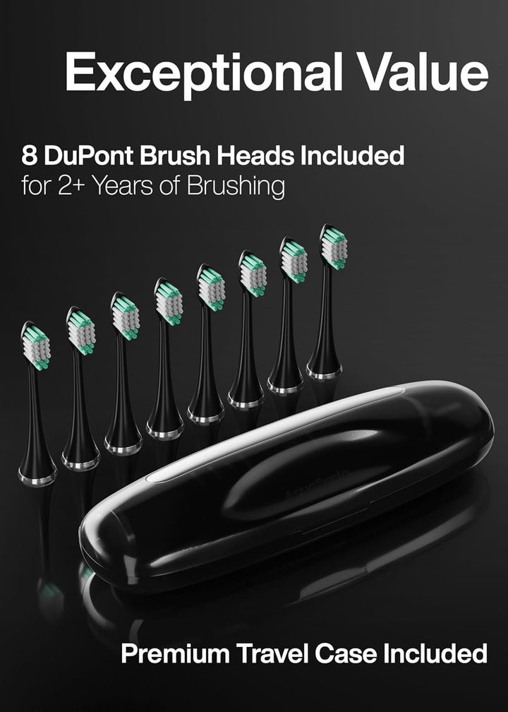 Aquasonic Black Series Ultra Whitening Toothbrush, Black, 8 Count