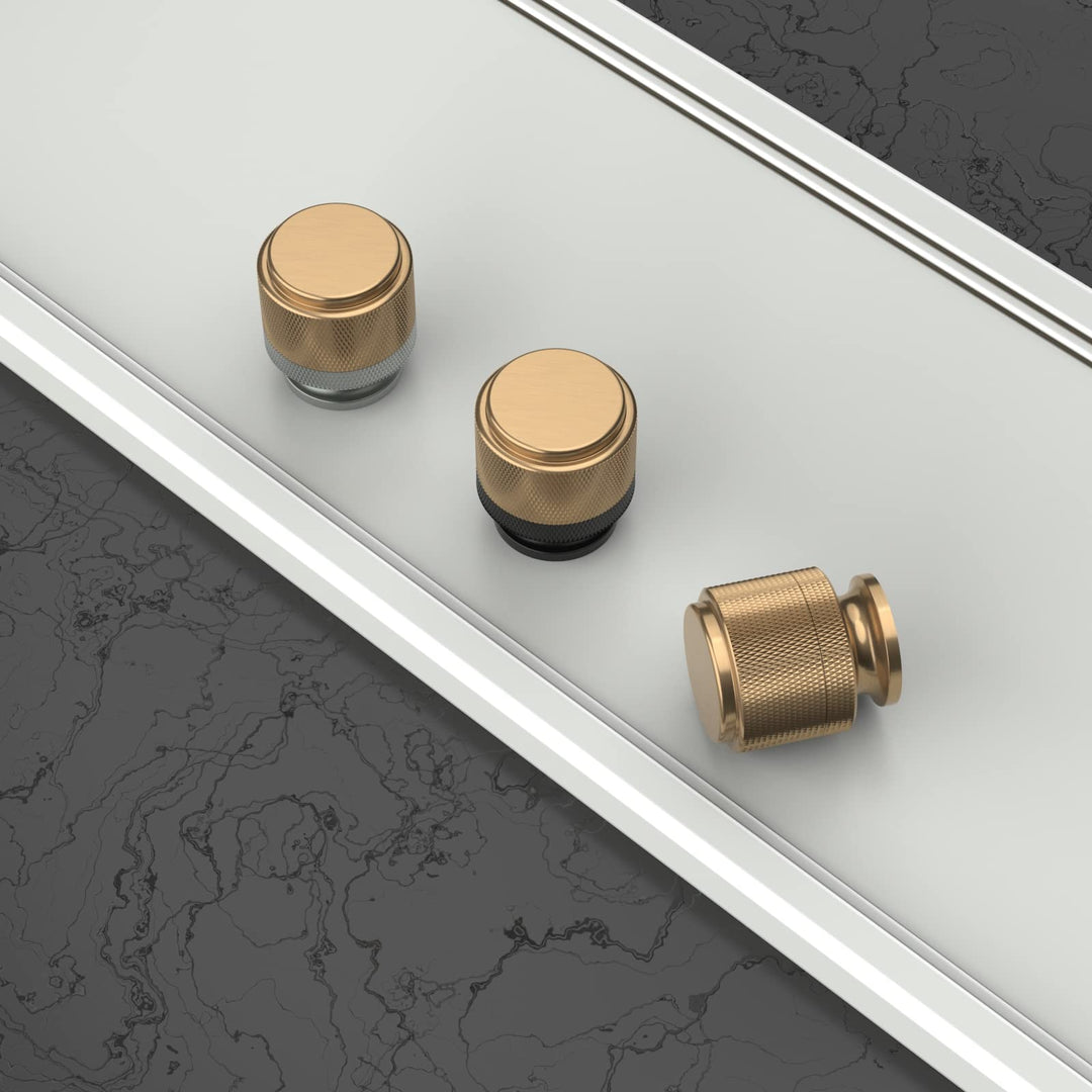 Asidrama Cabinet Knobs, Matte Black and Champagne Bronze, 10 Count