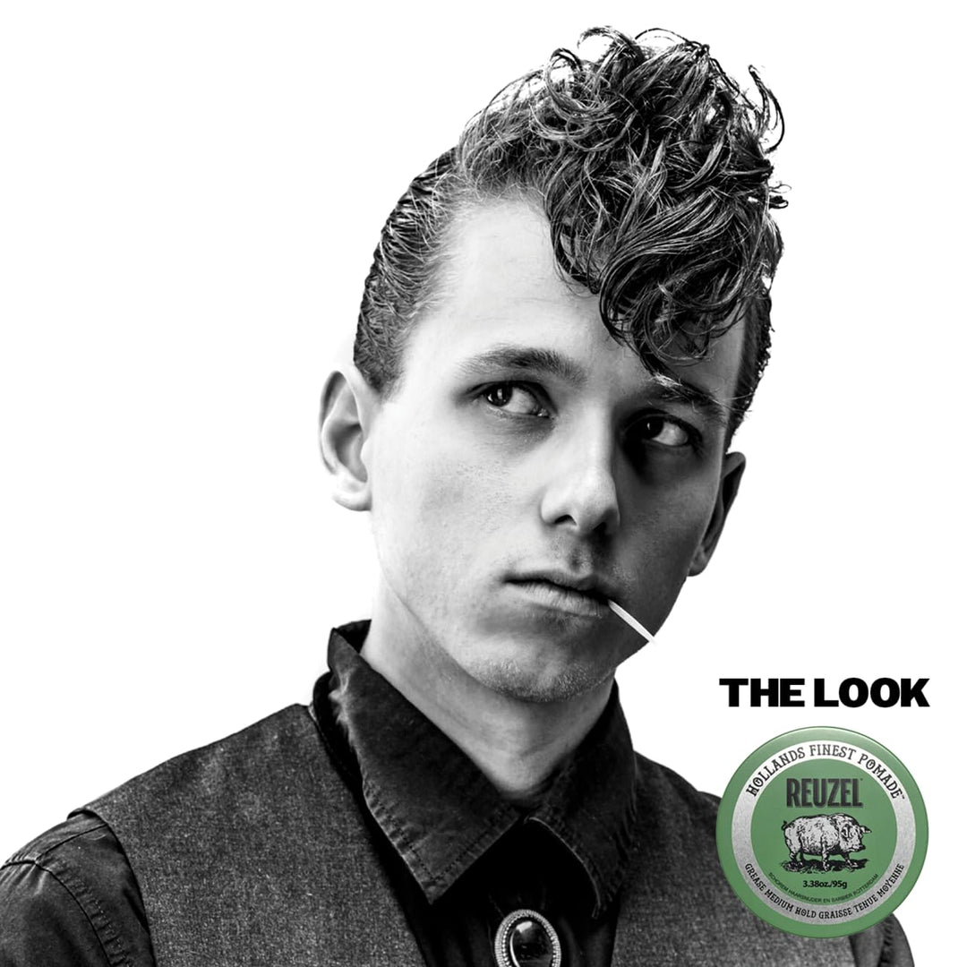 REUZEL Green Grease Pomade, Medium Hold, Medium Shine
