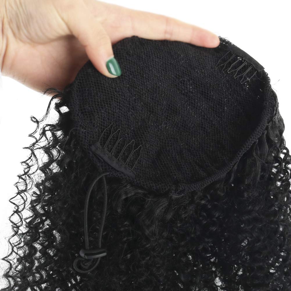 YITI Afro Curly Drawstring Ponytail Extension, Black, 1 Count