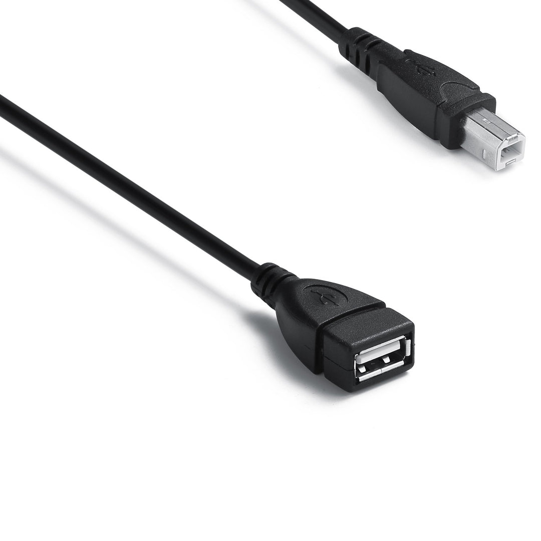 YOUOWO USB 2.0 Cable, A Female to B Male, Black, 2 Count