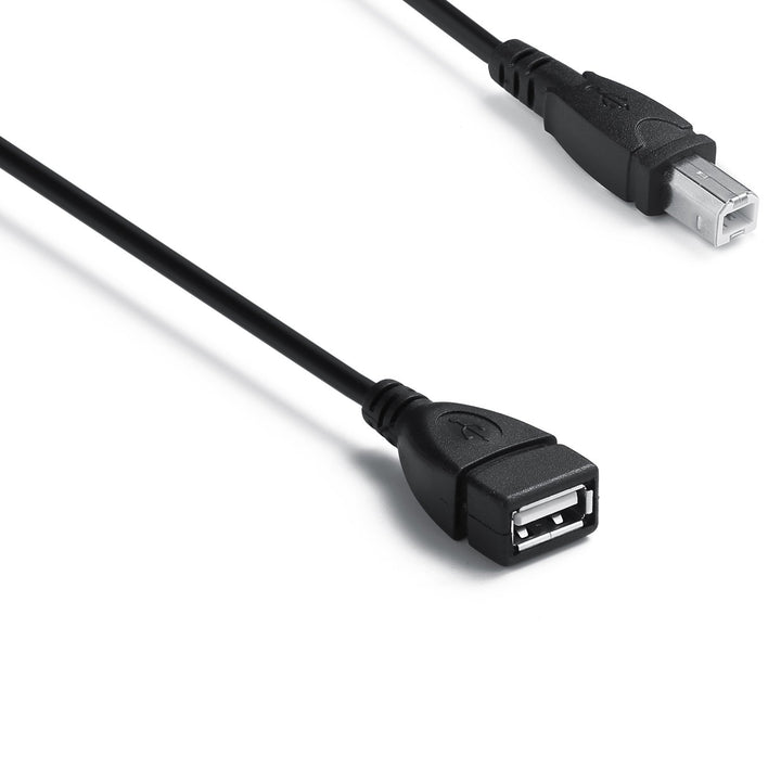 YOUOWO USB 2.0 Cable, A Female to B Male, Black, 2 Count