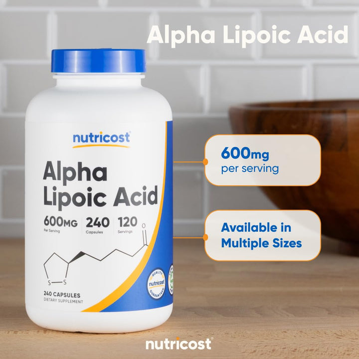 Nutricost Alpha Lipoic Acid Capsules, 600 mg, 240 Count