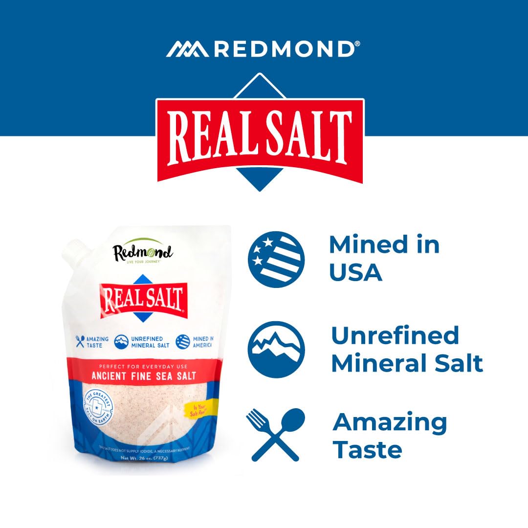 REDMOND Real Salt Sea Salt, Natural Unrefined Fine, 26 oz