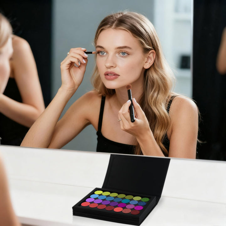 SZDYM Empty Magnetic Palette Book, Black PU Leather, 4 Layers