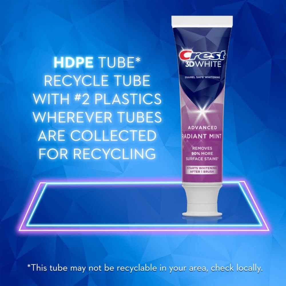 Crest 3D White Toothpaste, Radiant Mint, 3.8 oz, Pack of 3