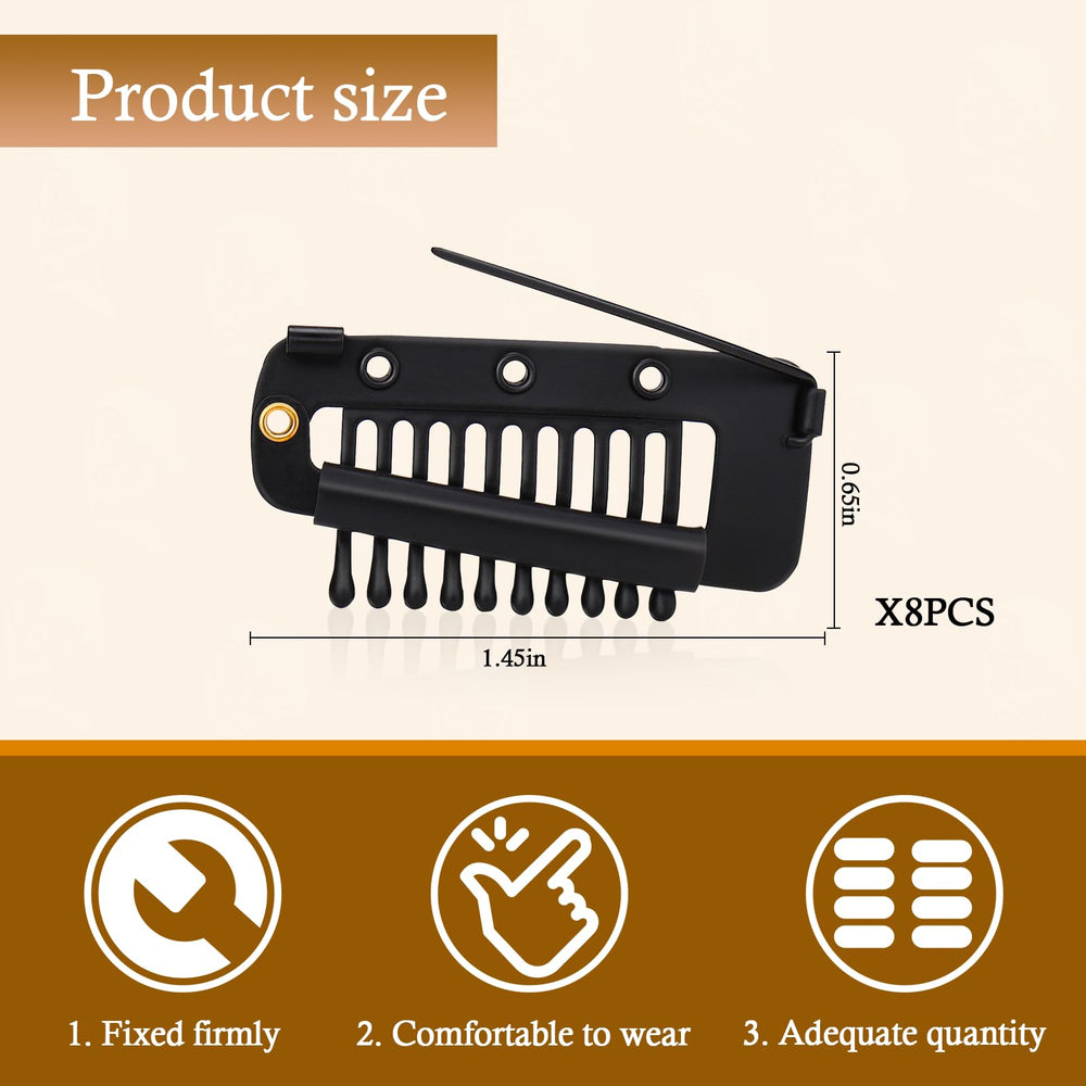 Vodolo Hair Clips, Black, 8 Count