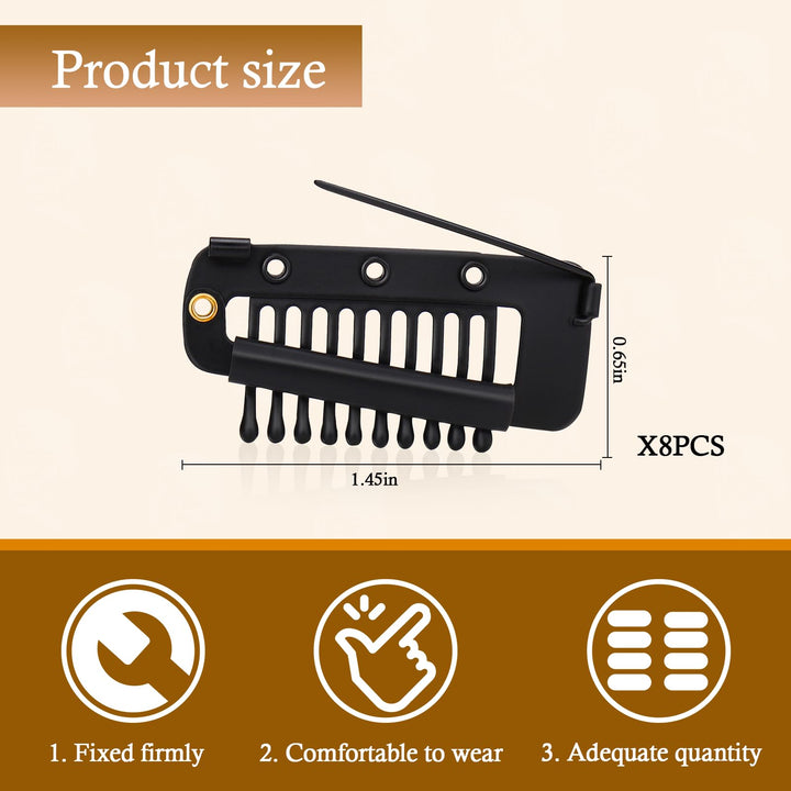 Vodolo Hair Clips, Black, 8 Count
