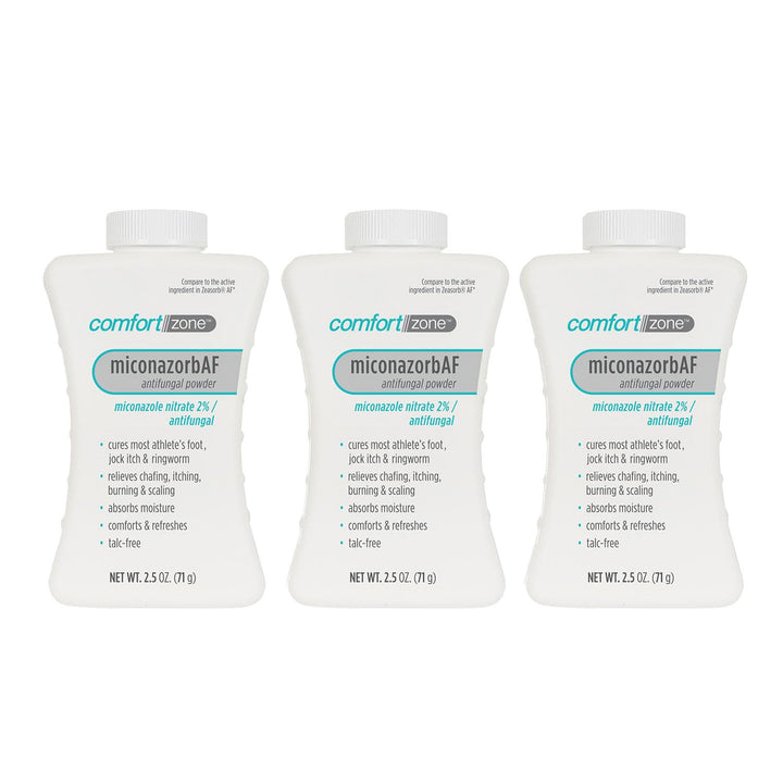 Comfort Zone Miconazorb Antifungal Powder, 2 Percent, 2.5 oz, Pack of 3
