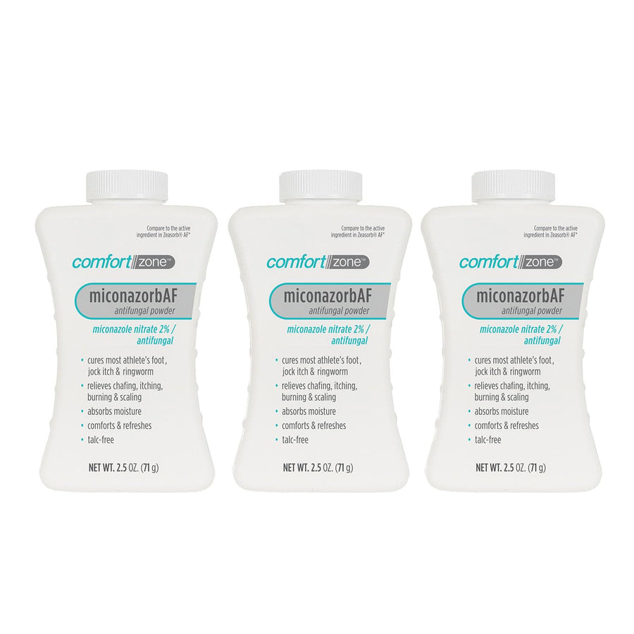 Comfort Zone Miconazorb Antifungal Powder, 2 Percent, 2.5 oz, Pack of 3