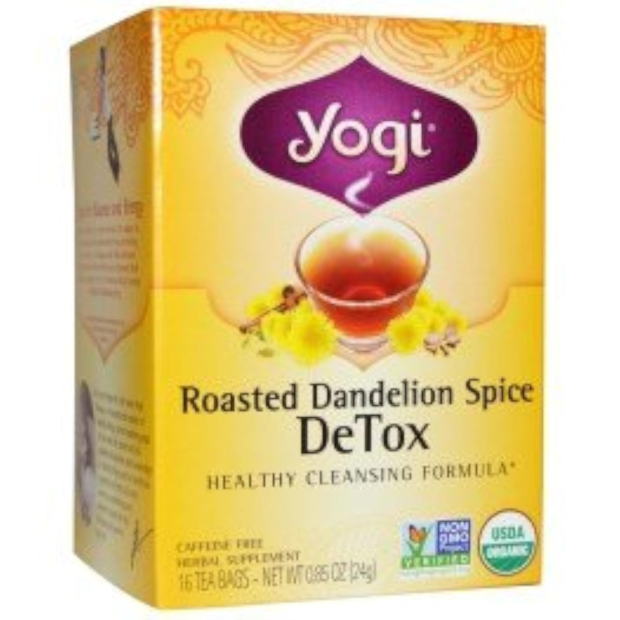 Yogi Tea, Roasted Dandelion Spice DeTox Tea, Caffeine Free, 6 Count, Pack of 6