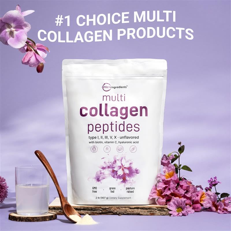 Micro Ingredients Multi Collagen Peptides Powder, 2 lb