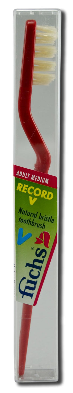 Fuchs Record V Natural Bristle Toothbrush, Red