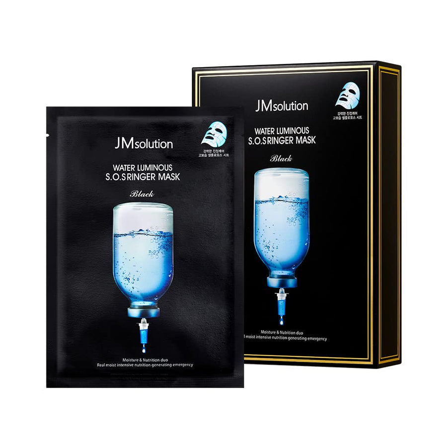 JM S.O.S Water Solution Luminous Ringer Mask, Black, Pack of 10
