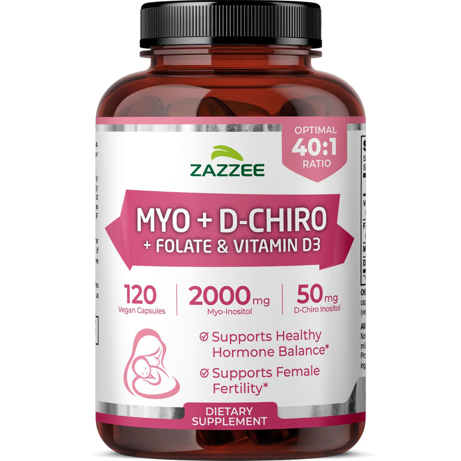 Zazzee Myo-Inositol D-Chiro Vitex Capsules, 120 Count