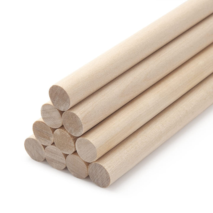 Coowayze Wooden Dowel Rods And Sticks, 1/2 x 12, 10 Count