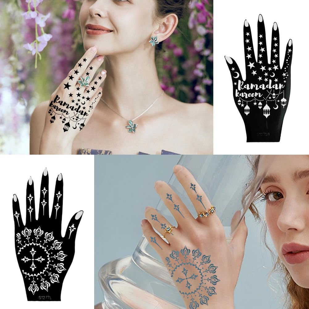 XMASIR Henna Tattoo Stencil Kit, 10 Count